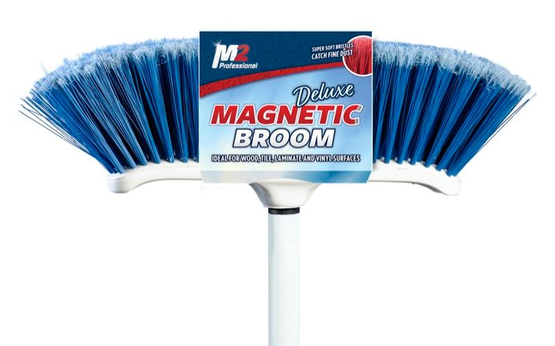 BM-4200-BL - Venus Curved Magnetic Broom with 48" Metal Handle - Blue