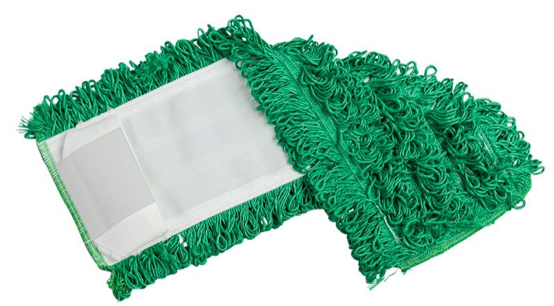 EFM-FM5100-GN - Tampon à vadrouille plat en microfibre bouclé de 16" - pochette et onglets - vert