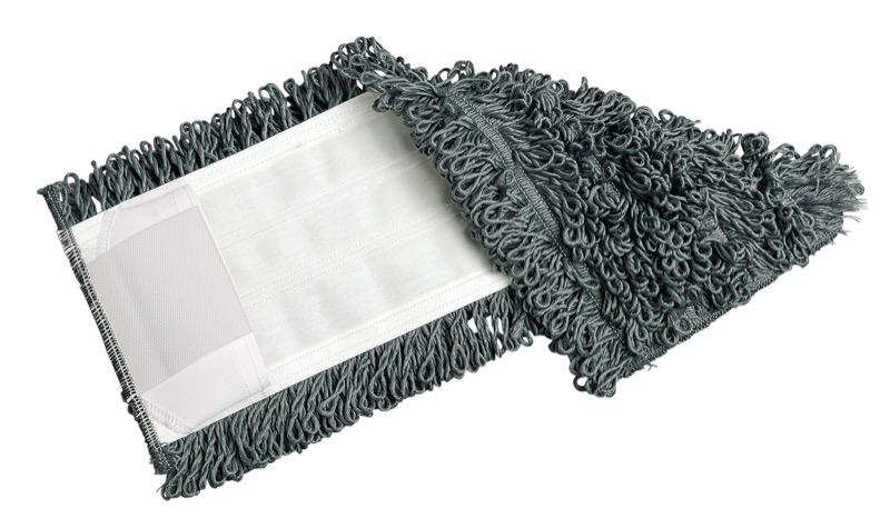 EFM-FM5100-GY - Tampon à vadrouille plat en microfibre bouclé de 16" - pochette et onglets - gris