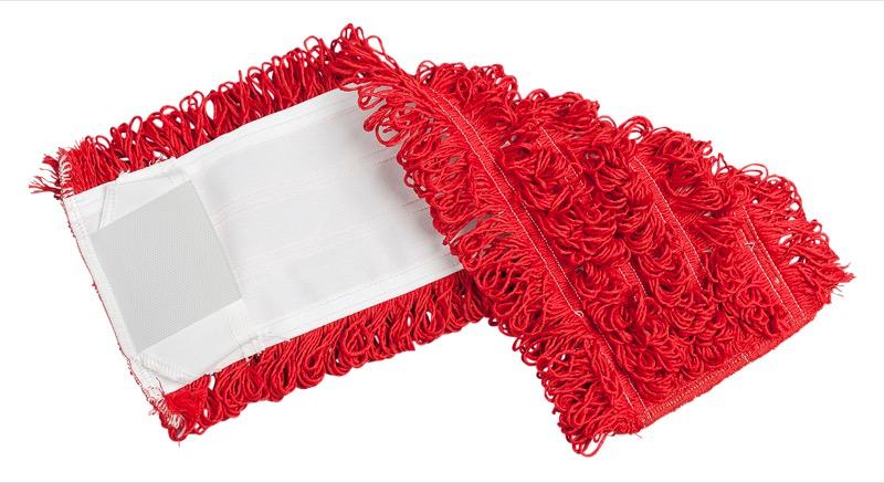 EFM-FM5100-RD - Tampon à vadrouille plat en microfibre bouclé de 16" - pochette et onglets - rouge