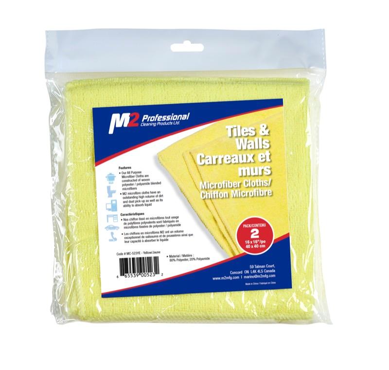 MC-523-YE - 2-Pack Microfiber Cloths - 16"x16" - Yellow
