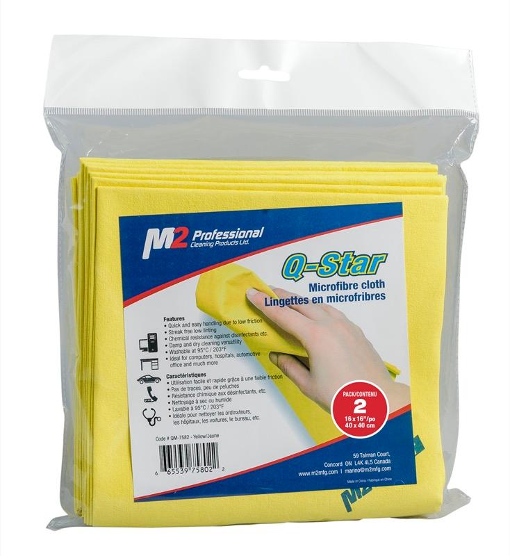 QM-7682 - Q-Star Non-Woven Microfiber Cloth - 16"x16" - 2 Pack - Yellow