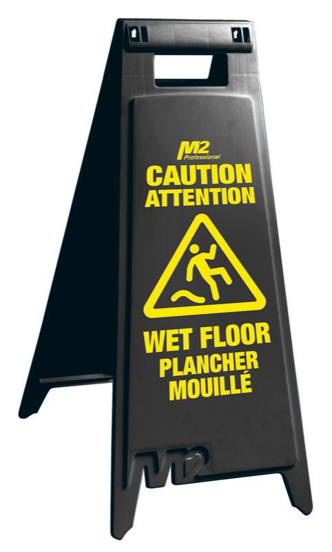 WF-7003-BK - 28" Caution Wet Floor Sign - English / French - Black