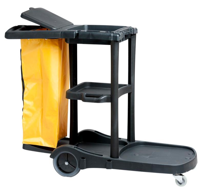 CA-M1000 - Janitor Cart w Zippered Bag - Black