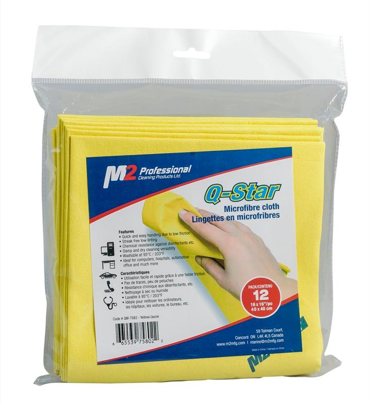 QM-7582 - Q-Star Non-Woven Microfiber Cloth - 16"x16" - 12 Pack - Yellow